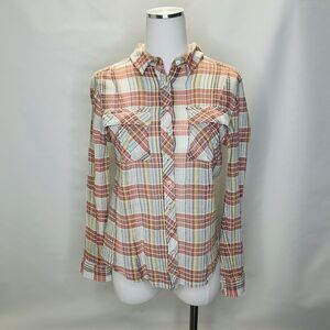 Free People Gauze Plaid Button Down Shirt Sz Medium Lagenlook Minimalist Casual